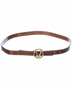 Valentino By Mario Valentino Baby Monogram Leather Belt Women Belts