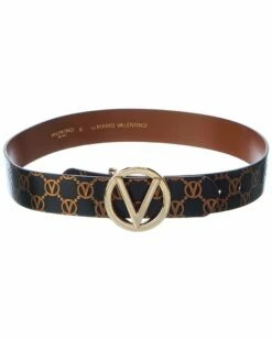 Valentino By Mario Valentino Giusy Monogram Leather Belt Women Belts Mustard -Valentino sale store 1159535129 RLLZ black 1 1