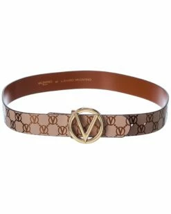 Valentino By Mario Valentino Giusy Monogram Leather Belt Women Belts Mustard -Valentino sale store 1159535129 RLLZ stucco 1 1