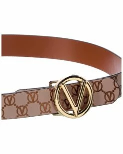 Valentino By Mario Valentino Giusy Monogram Leather Belt Women Belts Mustard -Valentino sale store 1159535129 RLLZ stucco 2