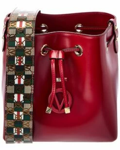 Valentino By Mario Valentino Karl Rope Guitar Leather Bucket Bag Women Bucket Bags