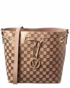 Valentino By Mario Valentino Karl Monogram Leather Bucket Bag Women Bucket Bags