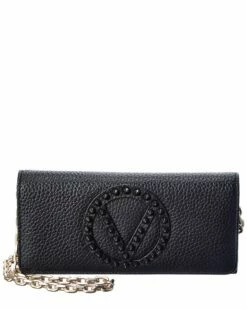 Valentino By Mario Valentino Leather Wallet On Chain Women Wallets & Card Cases