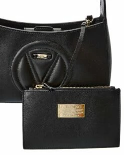 Valentino By Mario Valentino Kai Signature Leather Shoulder Bag Women Shoulder Bags Creamy Mousse -Valentino sale store 1160411575 RLLZ black 3