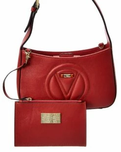 Valentino By Mario Valentino Kai Signature Leather Shoulder Bag Women Shoulder Bags Creamy Mousse -Valentino sale store 1160411575 RLLZ red 3