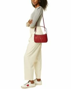 Valentino By Mario Valentino Kai Signature Leather Shoulder Bag Women Shoulder Bags Creamy Mousse -Valentino sale store 1160411575 RLLZ red 4