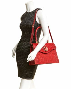 Valentino By Mario Valentino Melanie Top Handle Croc-Embossed Leather Satchel Women Shoulder Bags -Valentino sale store 1160418358 RLLZ 3