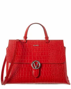 Valentino By Mario Valentino Olimpia Croc-Embossed Leather Satchel Women Satchels & Top Handles