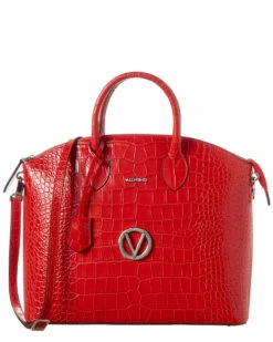 Valentino By Mario Valentino Bravia Croc-Embossed Leather Satchel Women Satchels & Top Handles