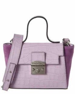 Valentino By Mario Valentino Camy Croc-Embossed Leather & Suede Satchel Women Satchels & Top Handles