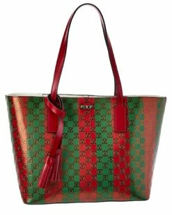 Valentino By Mario Valentino Soho Monogram Stripes Leather Tote Women Totes