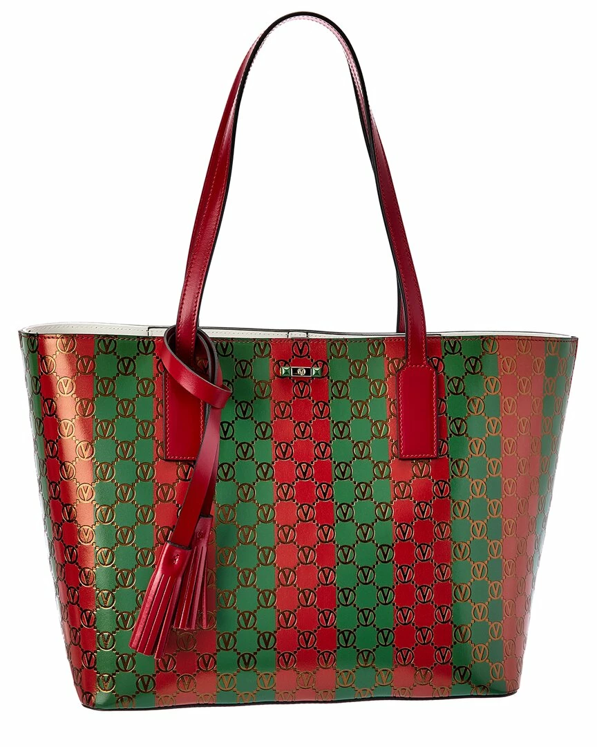 Valentino By Mario Valentino Soho Monogram Stripes Leather Tote Women Totes 1 Valentino By Mario Valentino Soho Monogram Stripes Leather Tote Women Totes