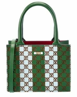 Valentino By Mario Valentino Marie Monogram Stripes Leather Tote Women Totes