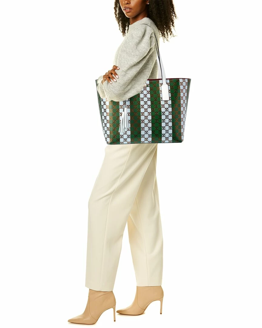 Valentino By Mario Valentino Soho Monogram Stripes Leather Tote Women Totes 4 Valentino By Mario Valentino Soho Monogram Stripes Leather Tote Women Totes - Image 4