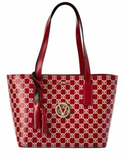 Valentino By Mario Valentino Prince Monogram Leather Tote Women Totes