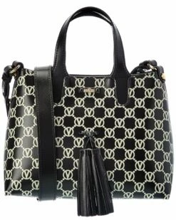 Valentino By Mario Valentino Rosette Monogram Leather Tote Women Totes