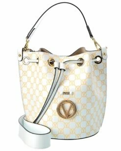Valentino By Mario Valentino Adele Monogram Leather Bucket Bag Women Bucket Bags