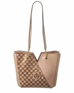 Valentino By Mario Valentino Sandrine Monogram Leather Shoulder Bag Women Shoulder Bags