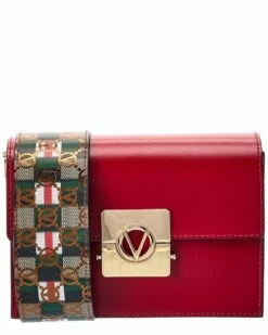 Valentino By Mario Valentino Palm Rope Guitar Leather Shoulder Bag Women Shoulder Bags