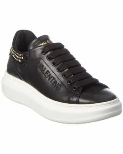 Valentino By Mario Valentino Fresia Sparkling Leather Sneaker Women Fashion Sneakers
